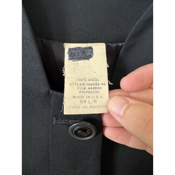 Black Wool Womens Blazer Jacket Size 4 Long Sleeve Made In USA - Picture 4 of 5